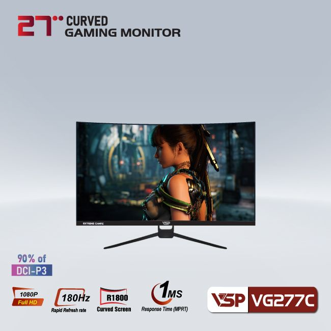 Màn hình máy tính LCD Cong VSP VG277C | 27 inch/Full HD/Tấm nền VA/180 Hz Chính Hãng