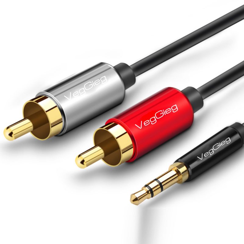 CÁP ÂM THANH 3.5MM RA 2 BÔNG SEN (RCA) DÀI 1.5M VEGGIEG V-A402