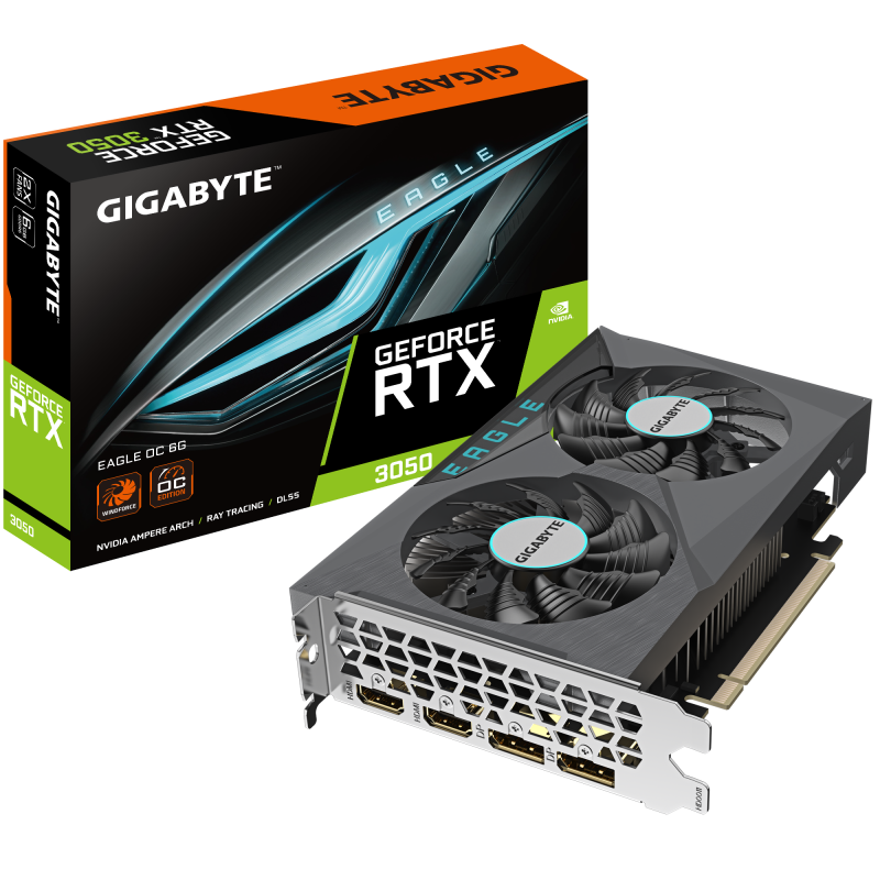 Card màn hình VGA GIGABYTE GeForce RTX 3050 EAGLE OC 6G (GV-N3050EAGLE OC-6GD)