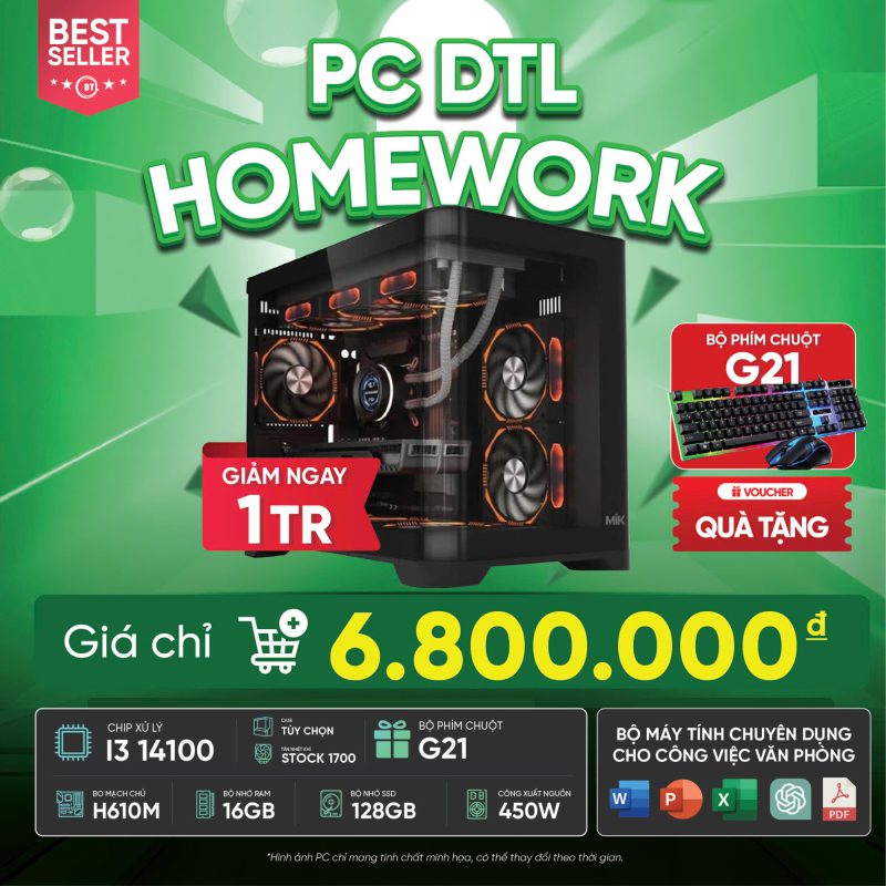 Bộ PC văn phòng DTL Intel I3 14100